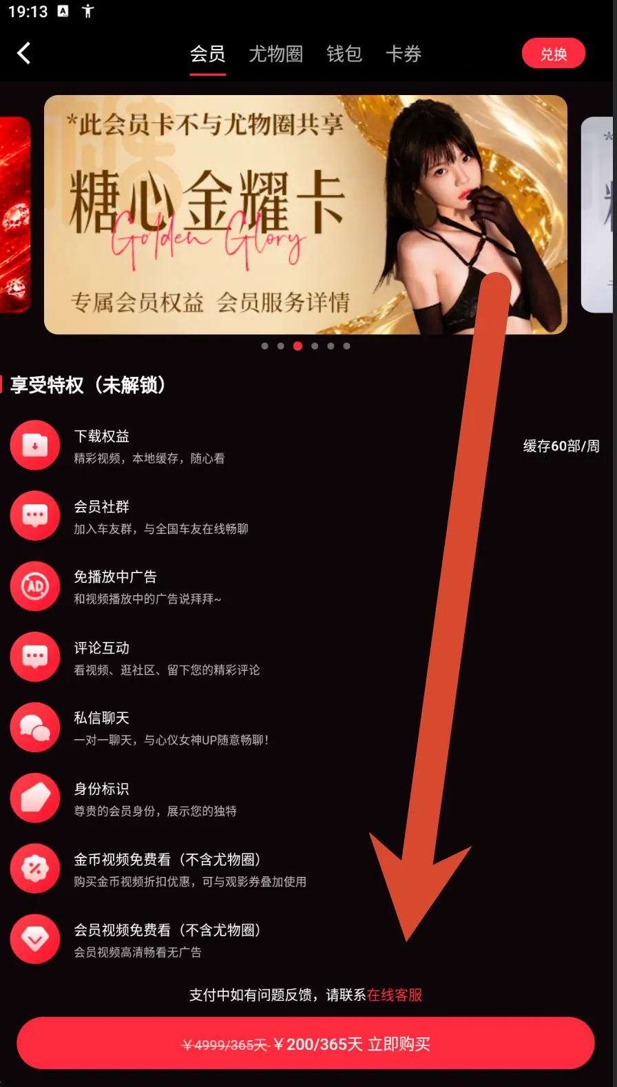 糖心星耀卡会员价格界面示例